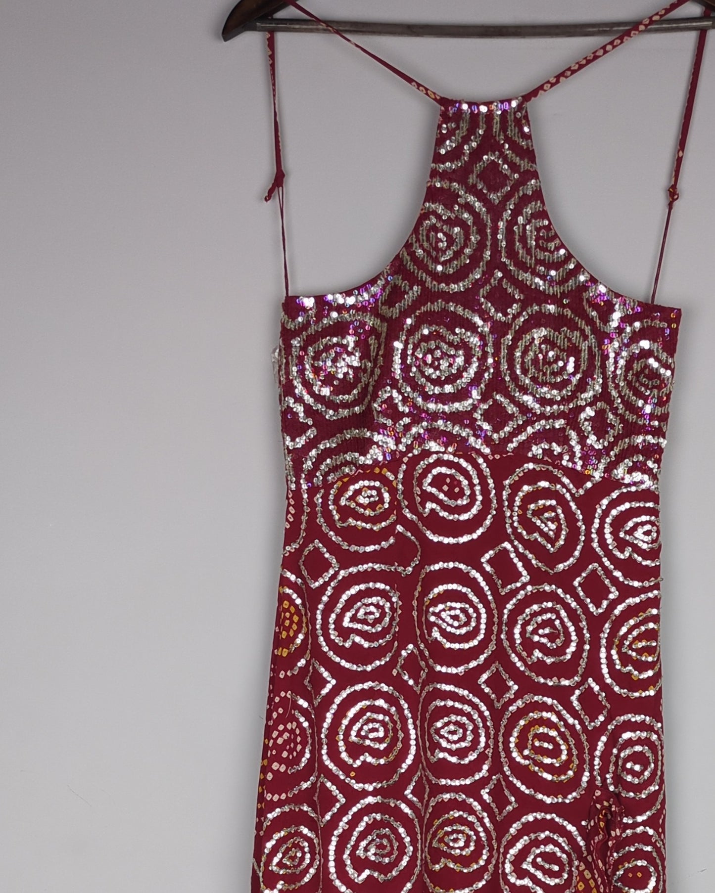 Malini Ramani Wine Sequin Dress