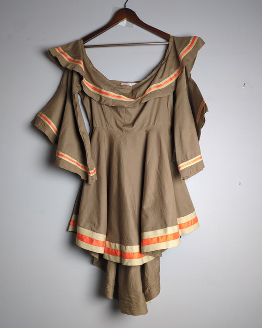 Mehaka Mirapuri Couture Brown Ruffle Dress