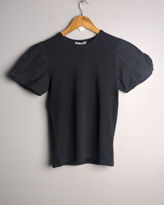 Zara Black Puff-Sleeve Tee
