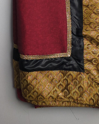 Maroon Gold Border Saree