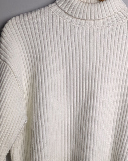 H&M White Ribbed Sweater