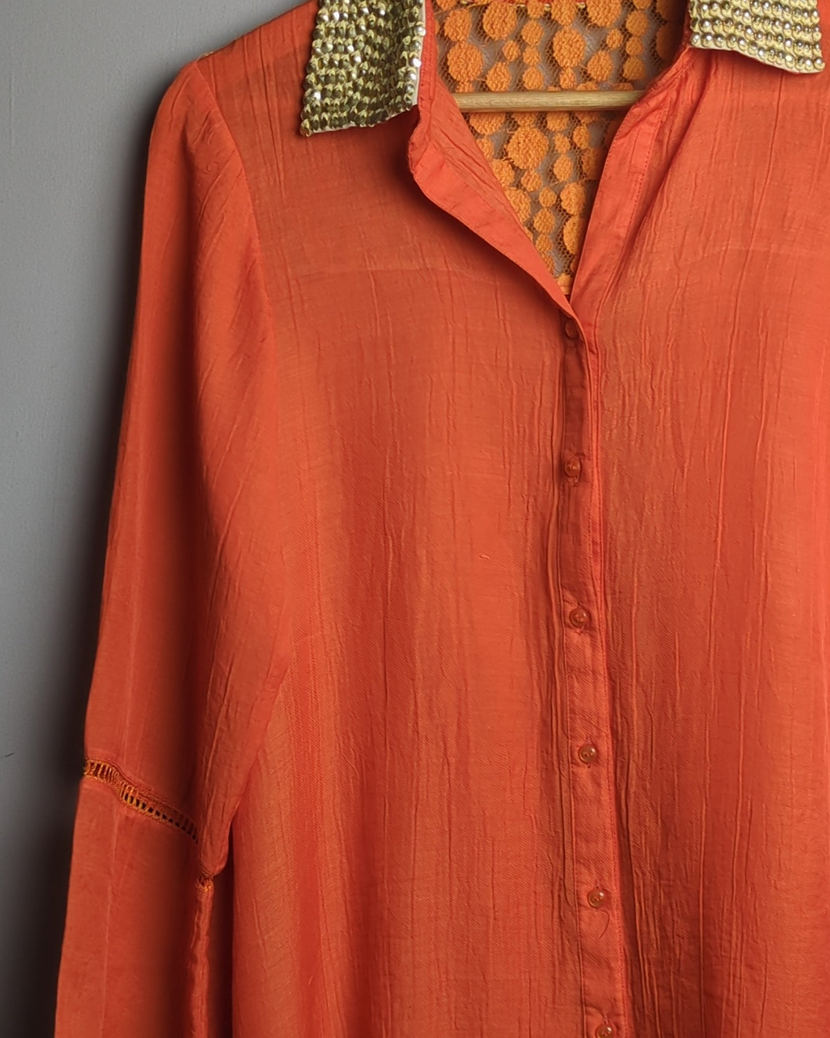 Rriso Orange Collared Tunic