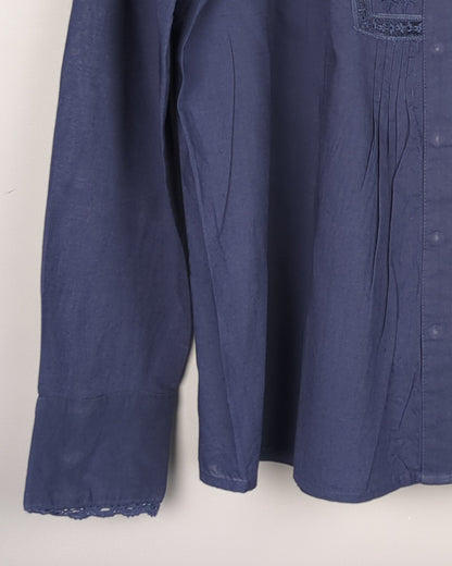 M&S Blue Embroidered Blouse