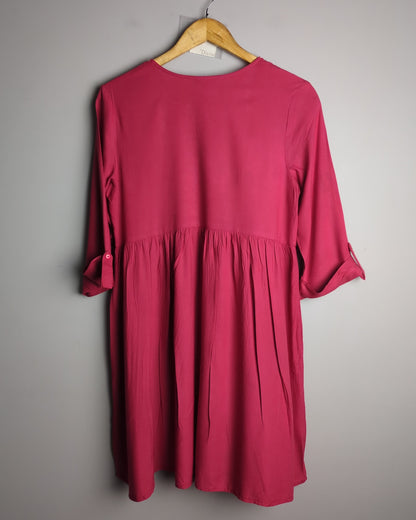 Dressberry Wine Embroidered Dress