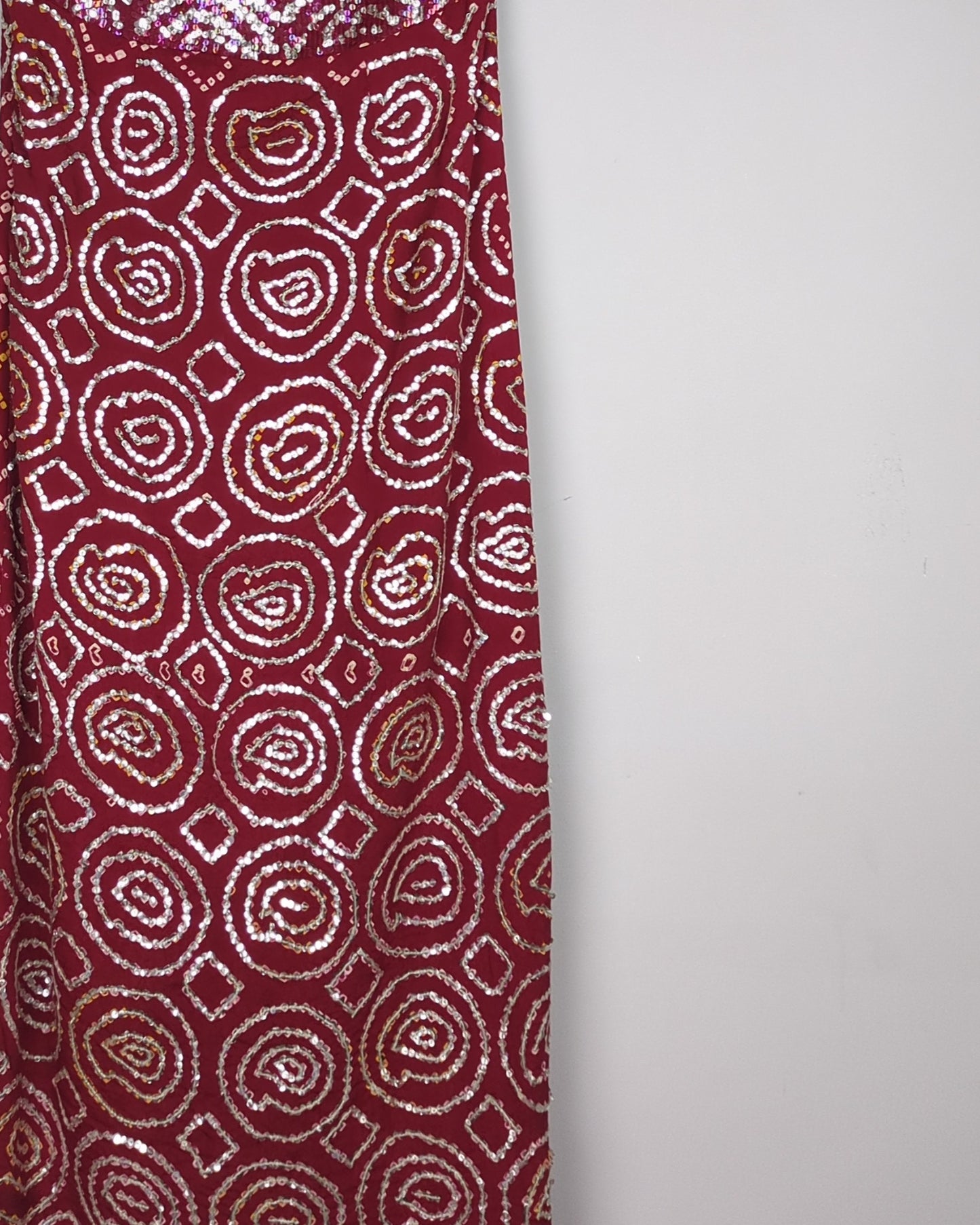 Malini Ramani Wine Sequin Dress