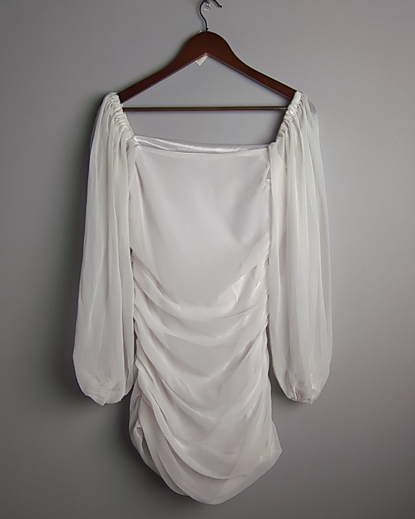 White Ruched Dress