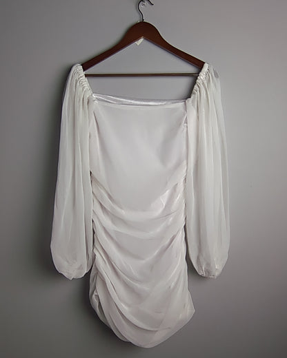 White Ruched Dress