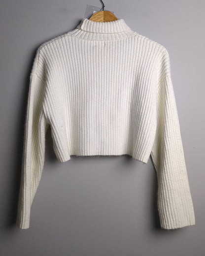 H&M White Ribbed Sweater