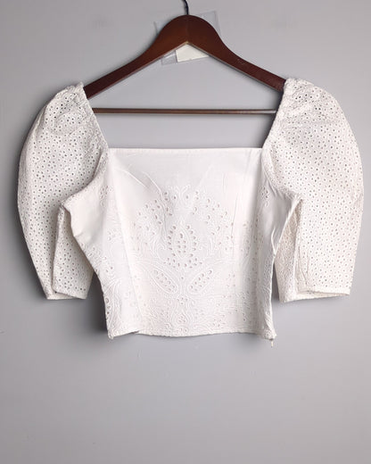 H&M White Eyelet Blouse