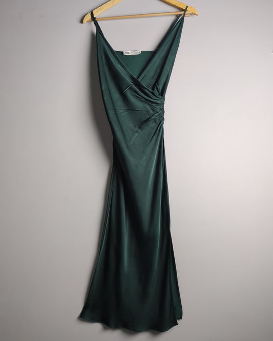 Zara Green Satin Dress
