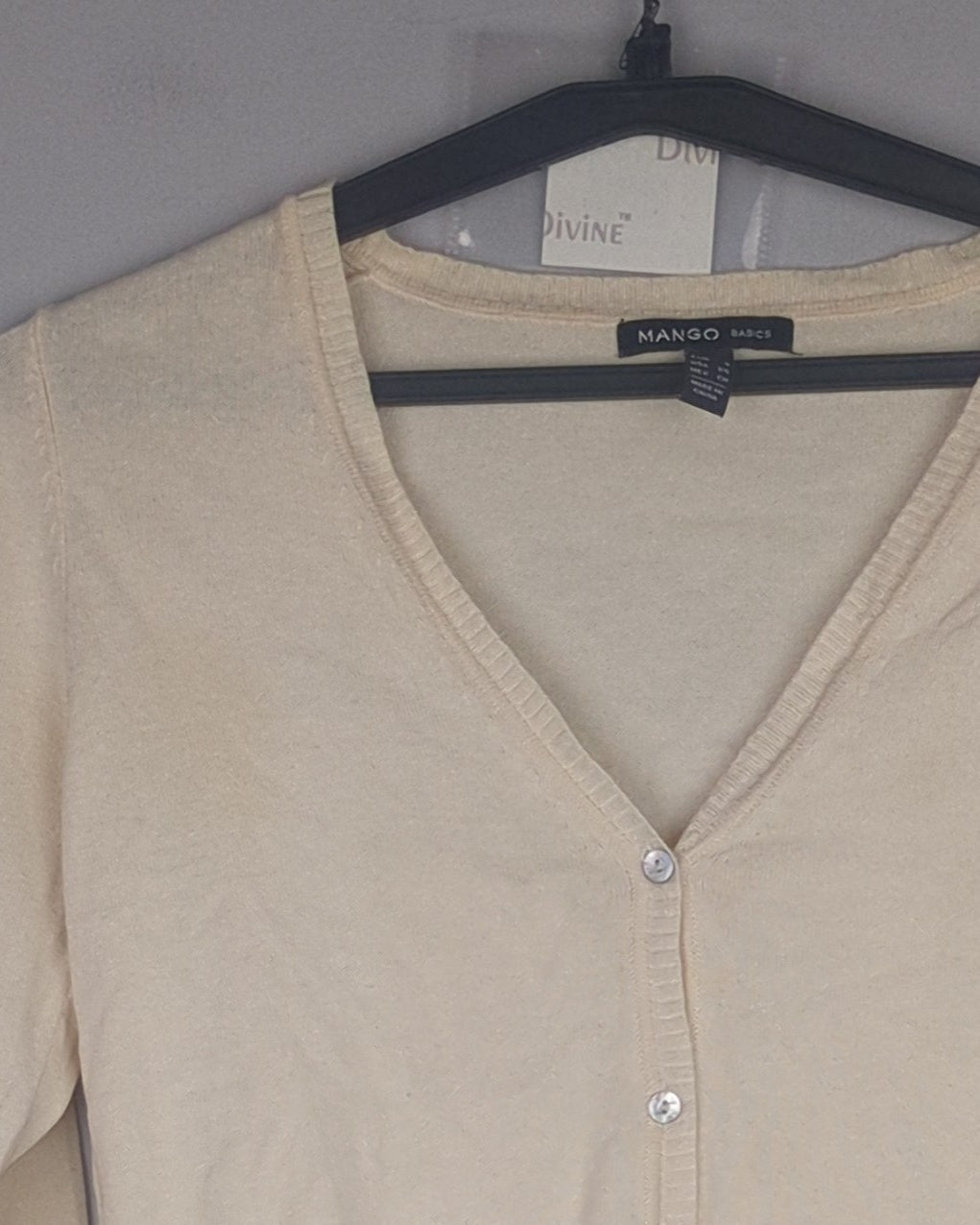 Mango Beige Button Cardigan