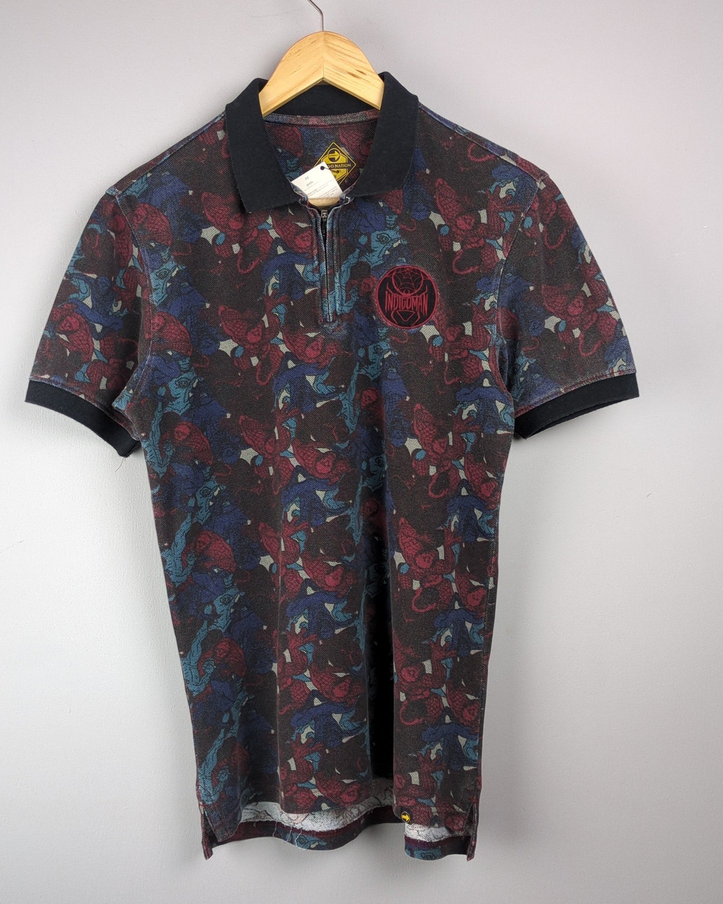 Men's Polo: Indigo Nation Black Graphic