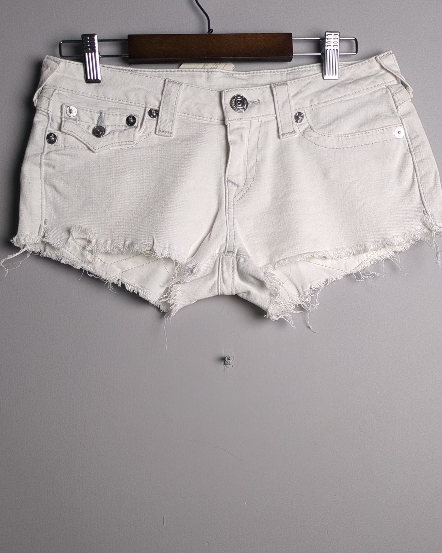 True Religion White Denim Shorts