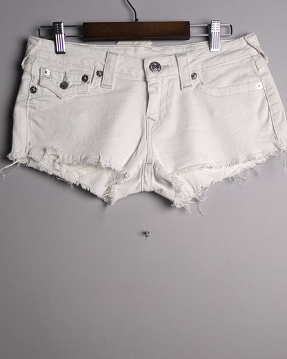 True Religion White Denim Shorts