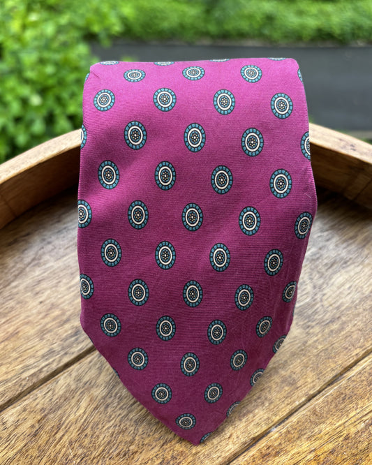 Chaps Ralph Lauren Wine Graphic Silk Necktie
