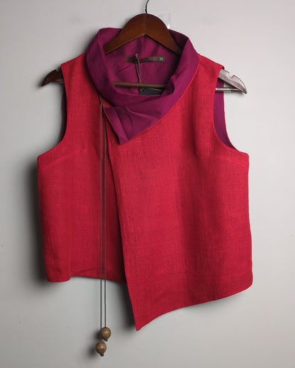 Payal Khandwala Wine Sleeveless Vest