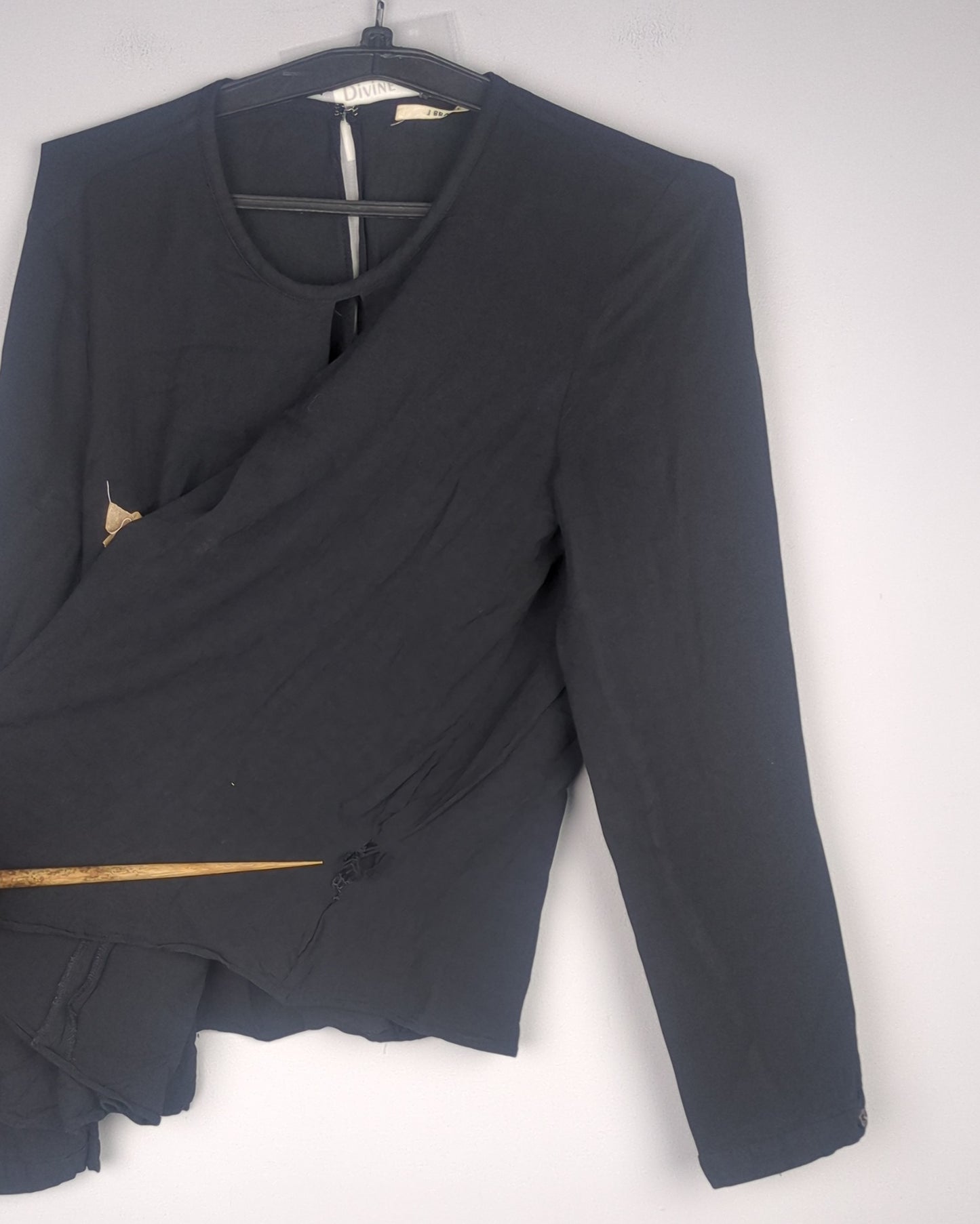 J Brand Black Keyhole Blouse