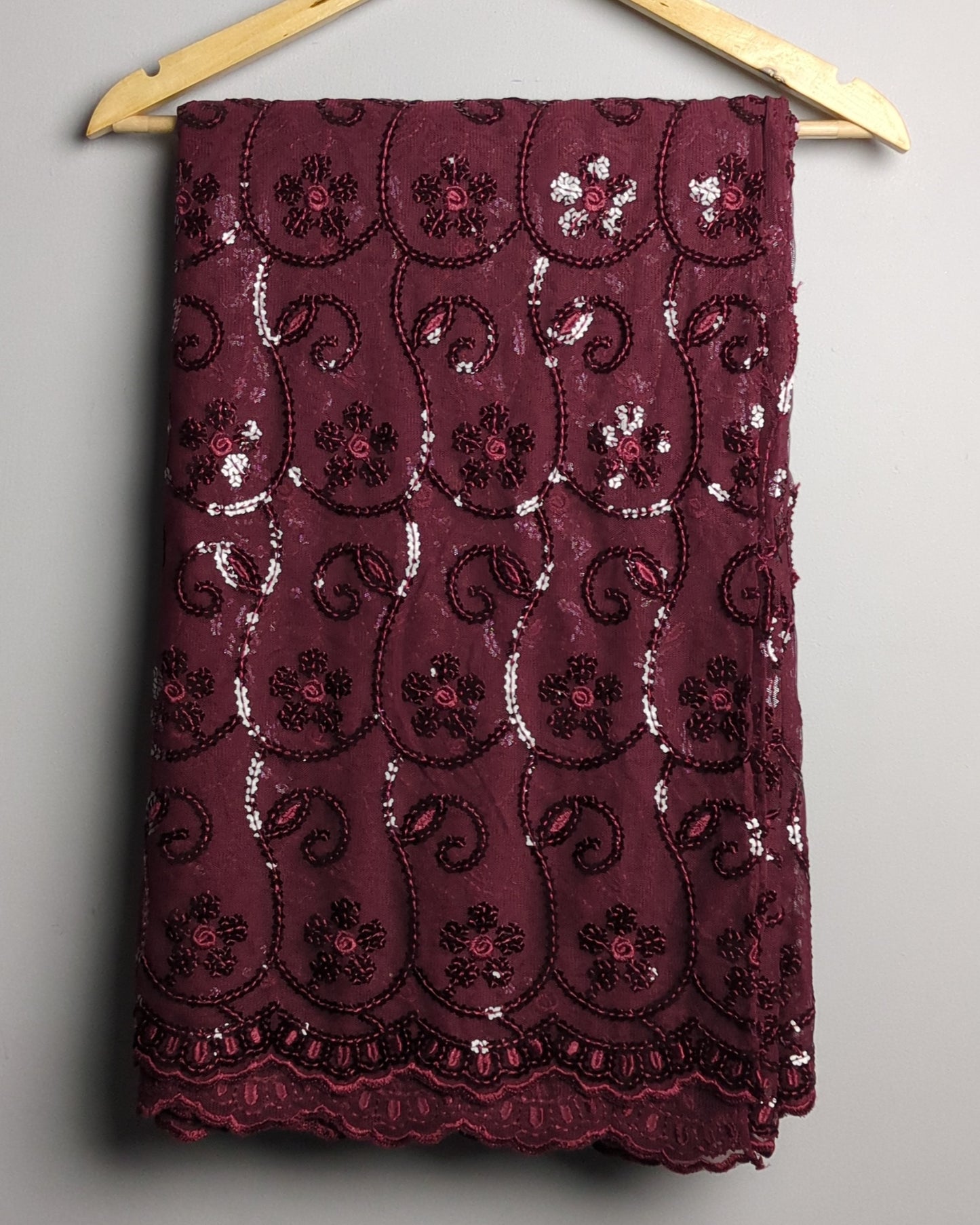 Wine Embroidered Saree