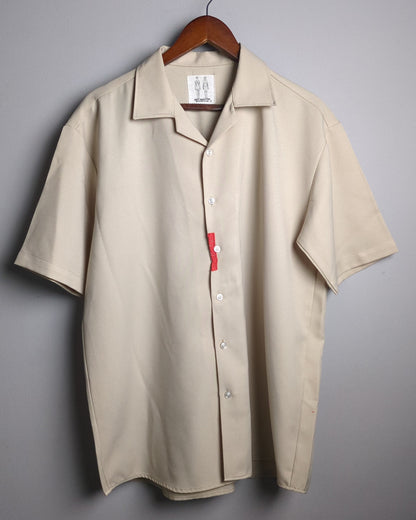 Mens Wear Store Beige Ebroidered Camp Shirt