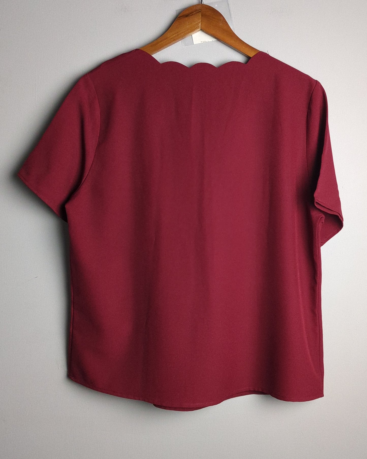 Shein Wine Scalloped Blouse