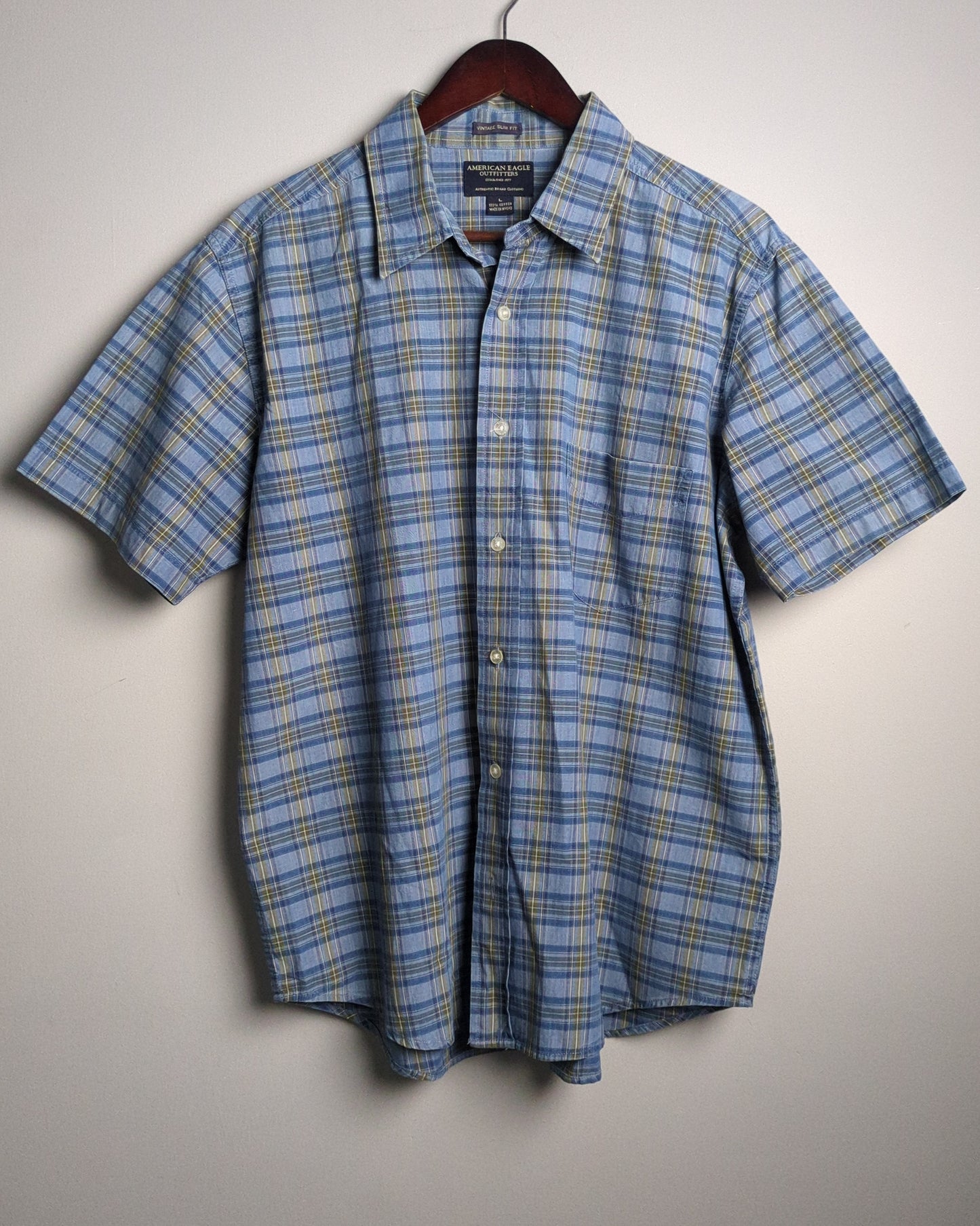 American Eagle Blue Button-Down Shirt