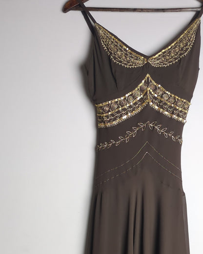 New Look Brown Embellished Dress