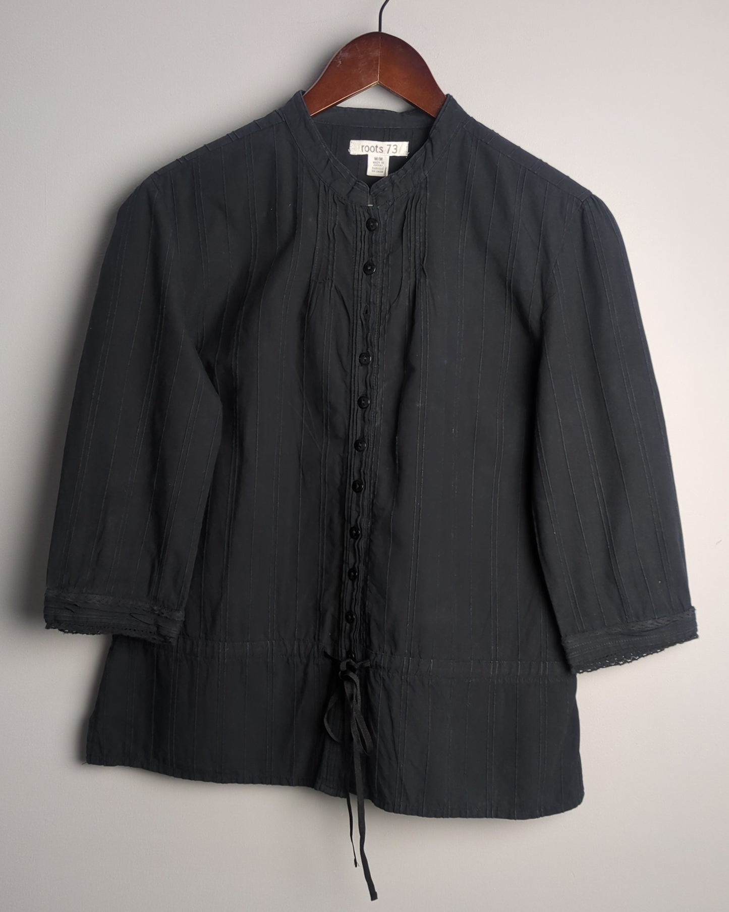 Roots 73 Black Button Blouse