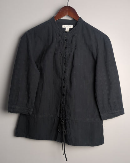 Roots 73 Black Button Blouse