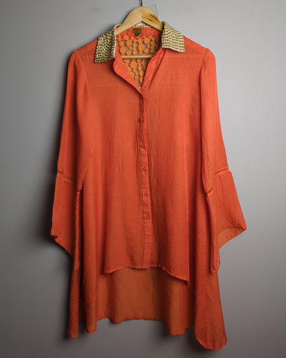Rriso Orange Collared Tunic