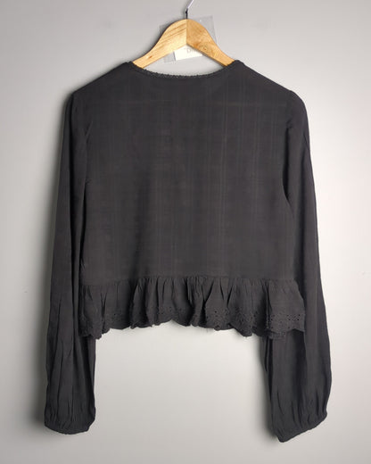 Zara Black Button Blouse
