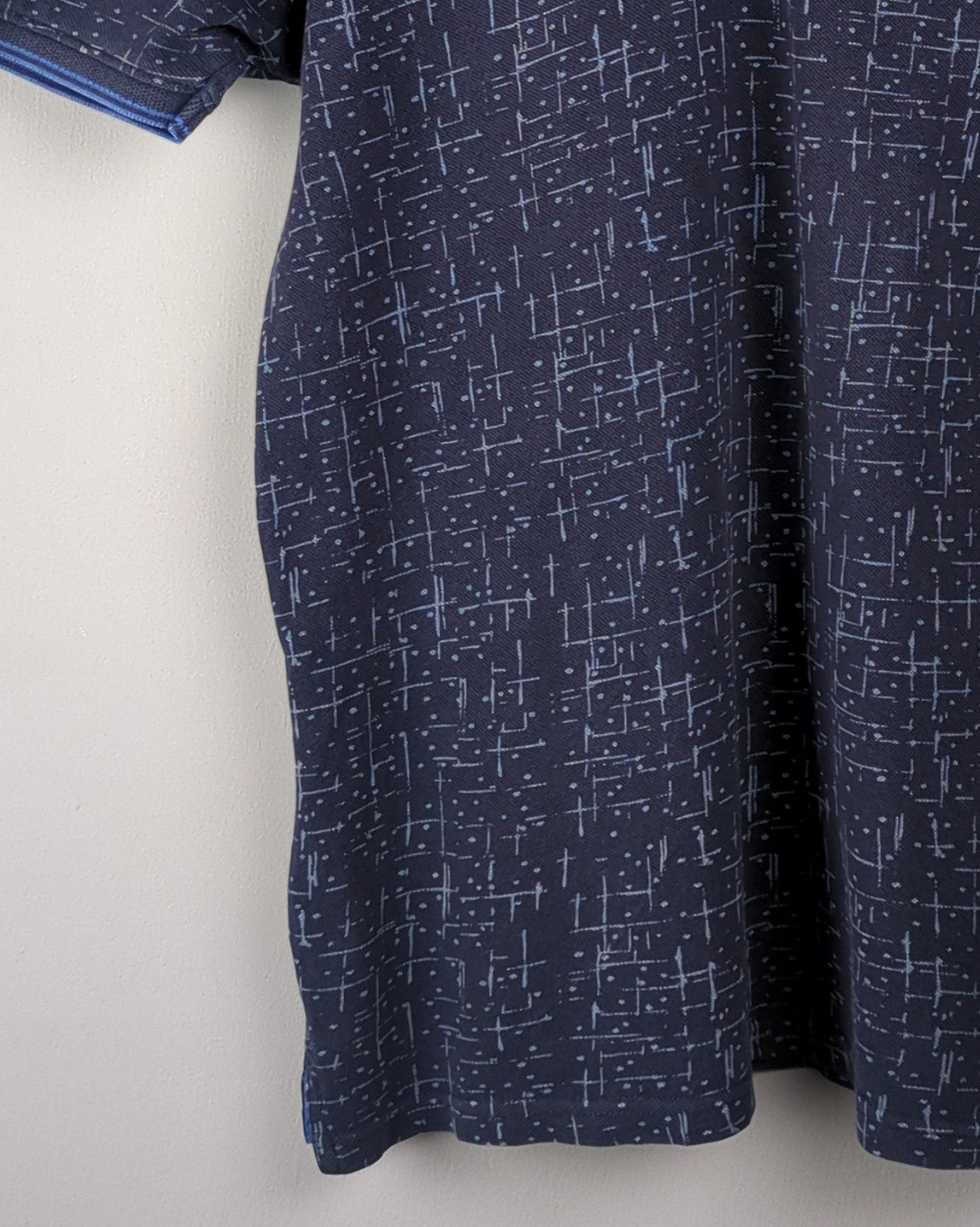 John Muller Blue Patterned Polo