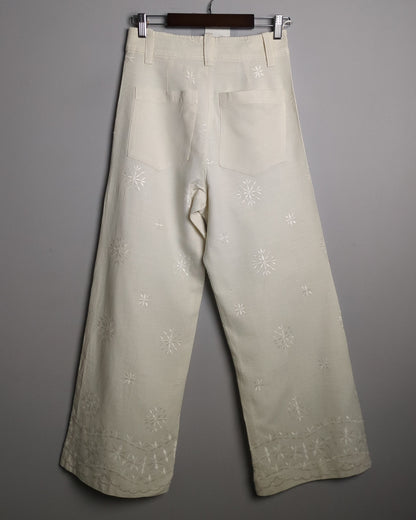 Zara Beige Embroidered Trousers