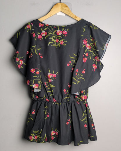 Stalkbuylove Black Floral Top
