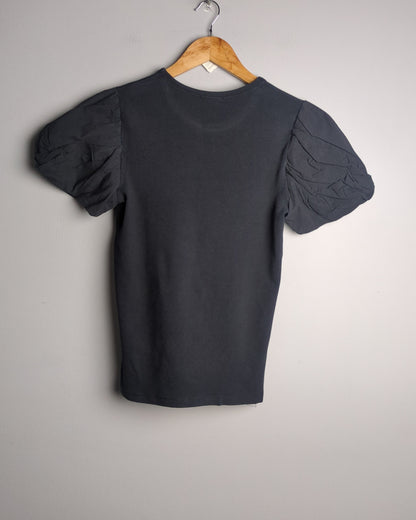 Zara Black Puff-Sleeve Tee
