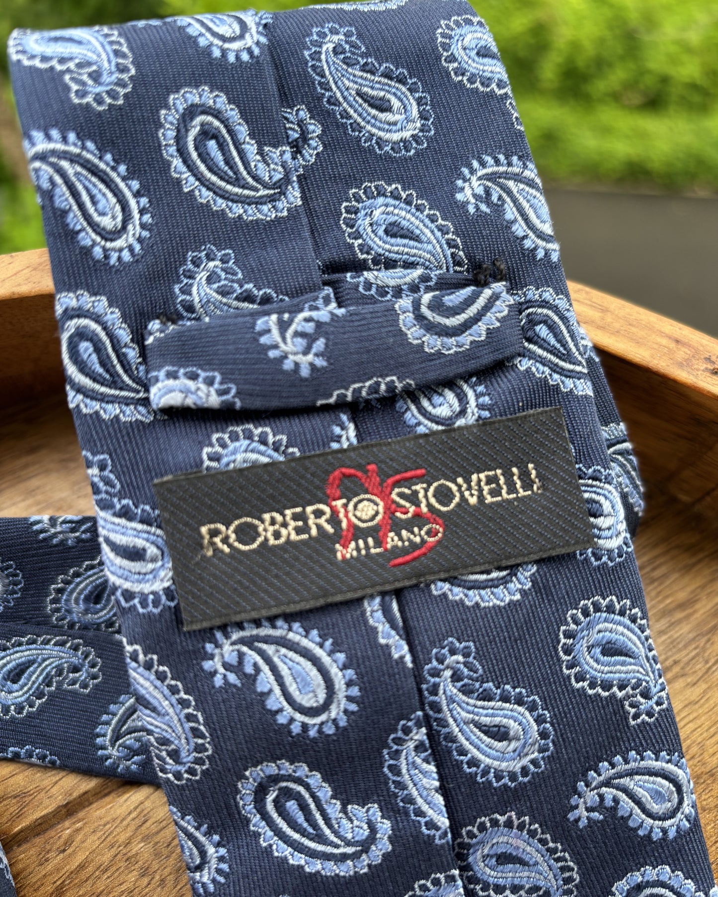 Roberto Stovelli Blue Floral Silk Necktie