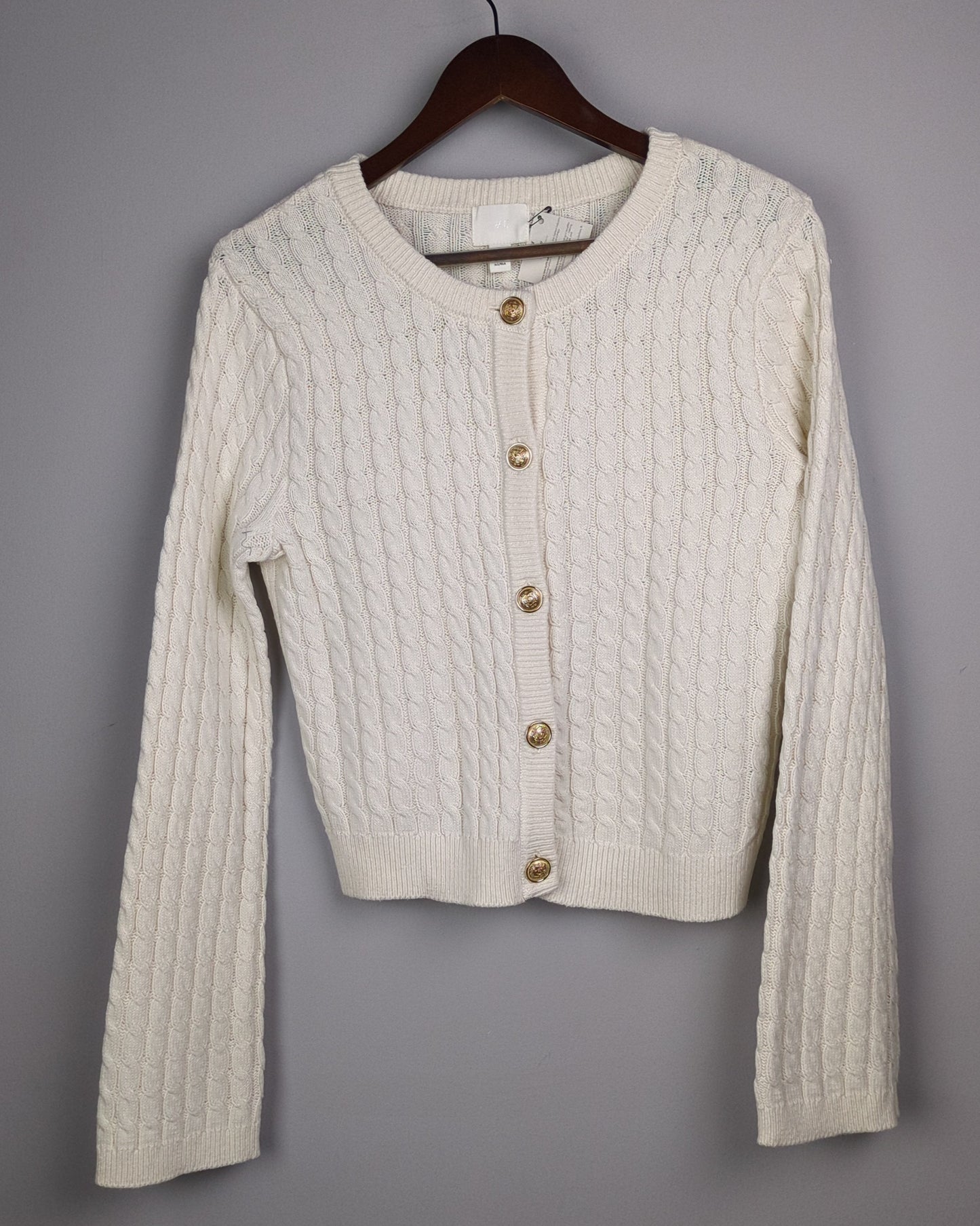 H&M White Cable Cardigan