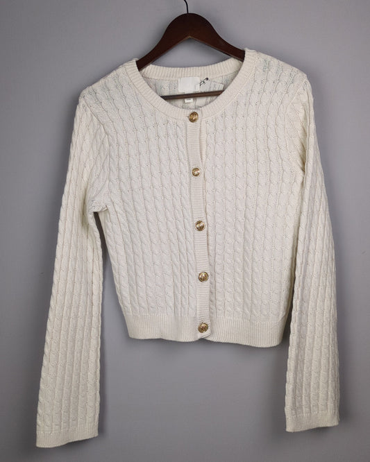 H&M White Cable Cardigan