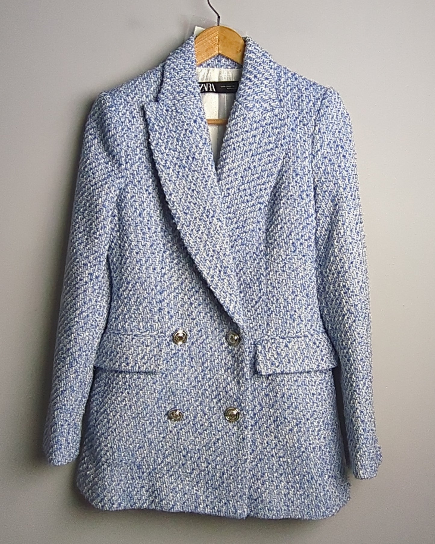 Zara Blue Tweed Blazer