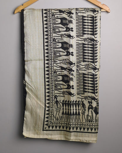 Beige Printed Saaree