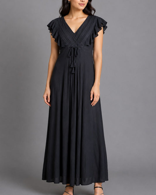 Zara Black Ruffle Blouse