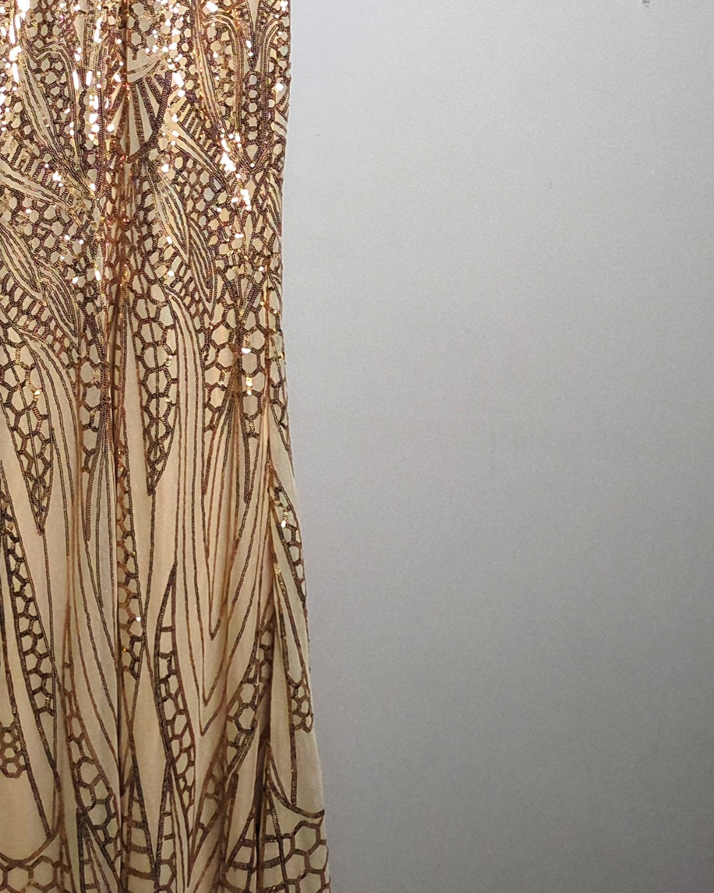 Miss Ord Beige Sequin Gown