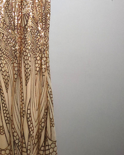 Miss Ord Beige Sequin Gown