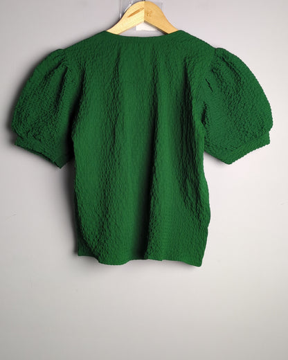 Green Smocked Blouse