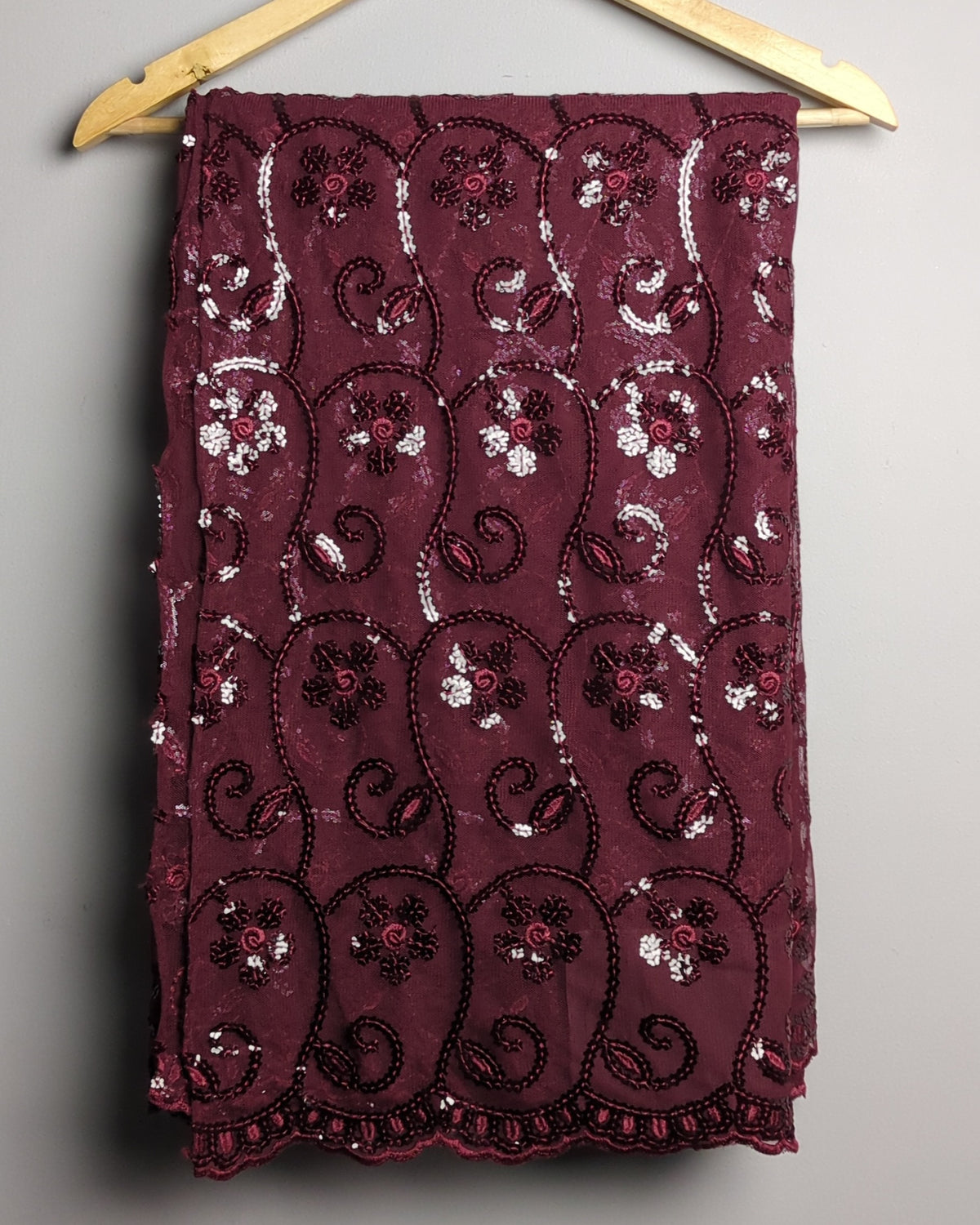 Wine Embroidered Saree