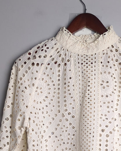 H&M White Eyelet Blouse