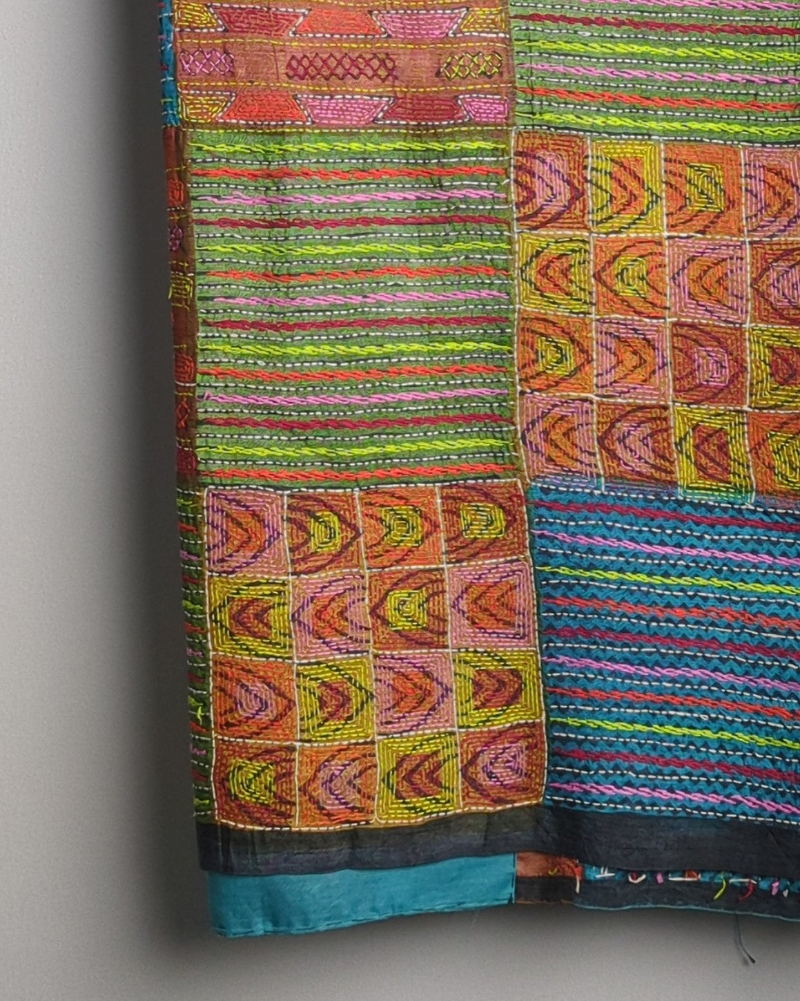 Blue Tussar Kantha Saree