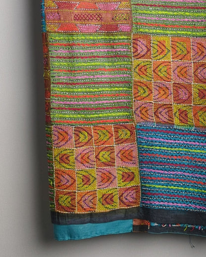 Blue Tussar Kantha Saree