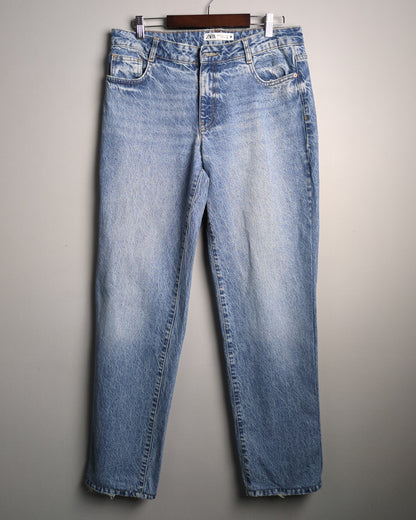 Zara Loose Tapered Blue Washed Jeans