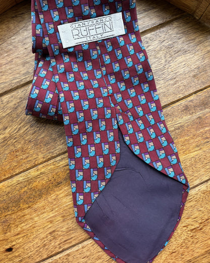 Ruffini Wine Graphic Silk Necktie