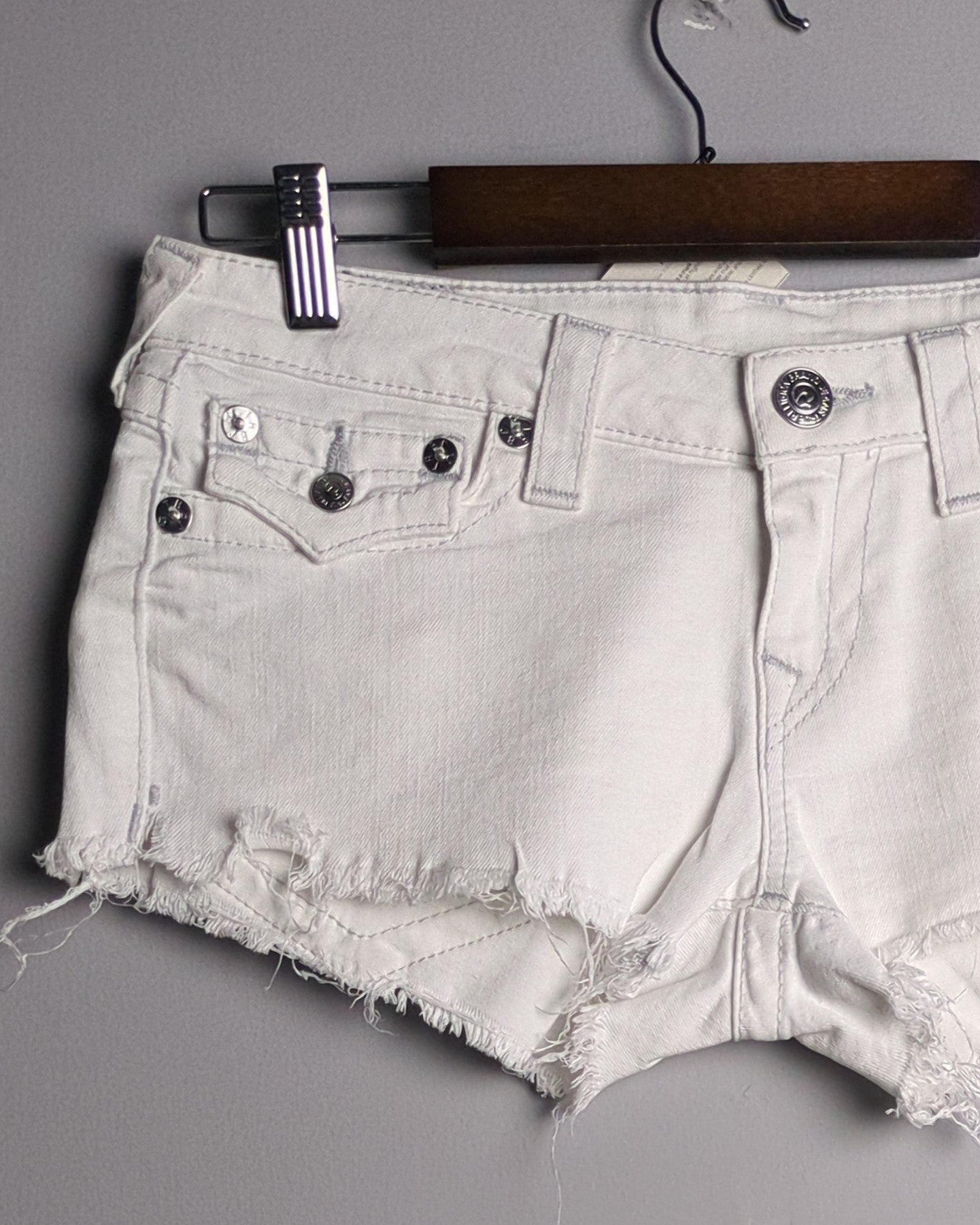 True Religion White Denim Shorts